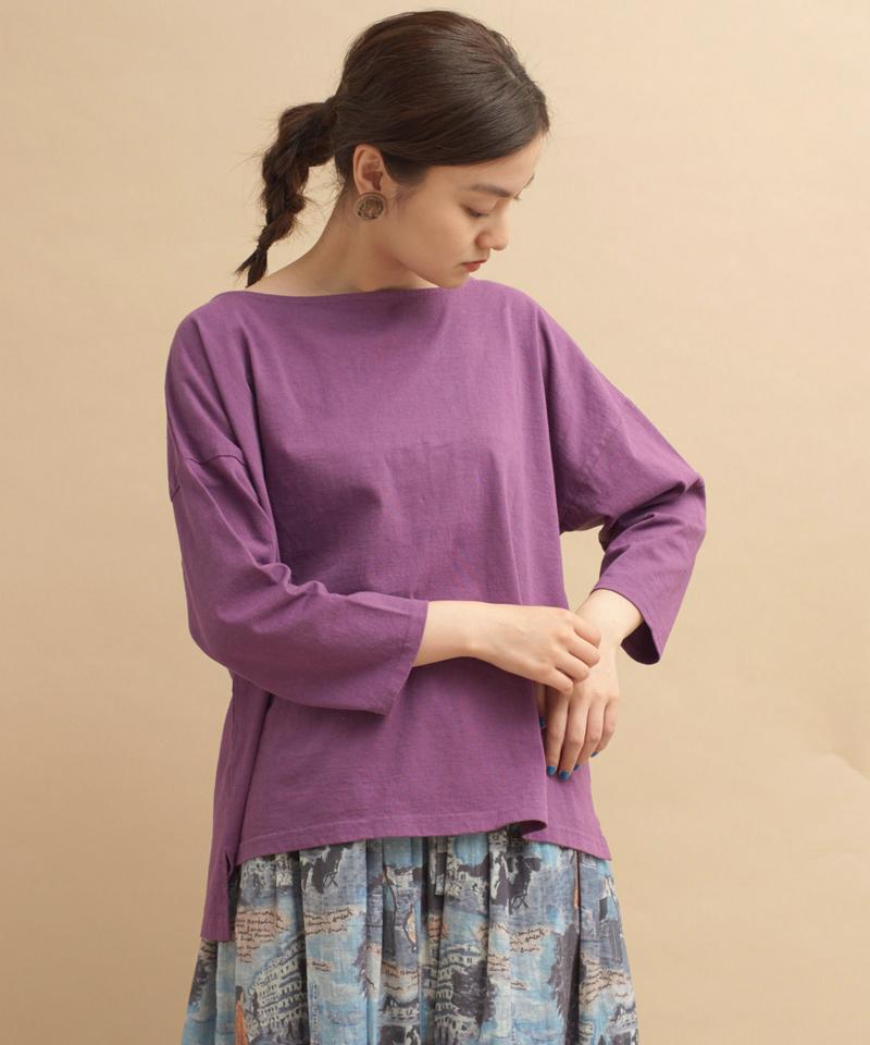 ○mat USAコットン　18/-製品染7分袖プルオーバー