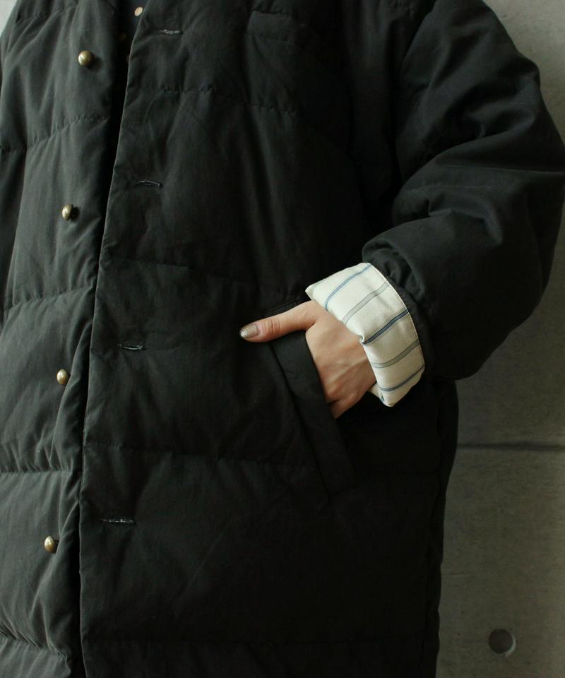 ○C/Nyクロスピーチ起毛ノッチカラーダウンコート