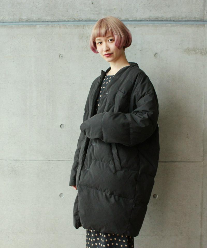 ○C/Nyクロスピーチ起毛ノッチカラーダウンコート