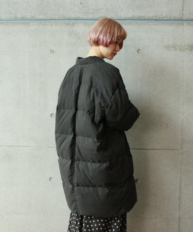 ○C/Nyクロスピーチ起毛ノッチカラーダウンコート