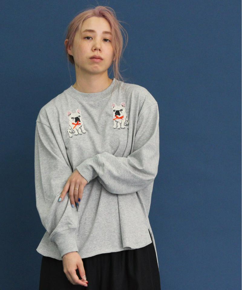 〇eiπe　フレンチブルドッグ/ボブくん刺繍　ロンTee