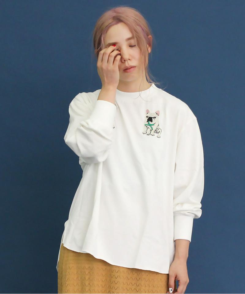 〇eiπe　フレンチブルドッグ/ボブくん刺繍　ロンTee