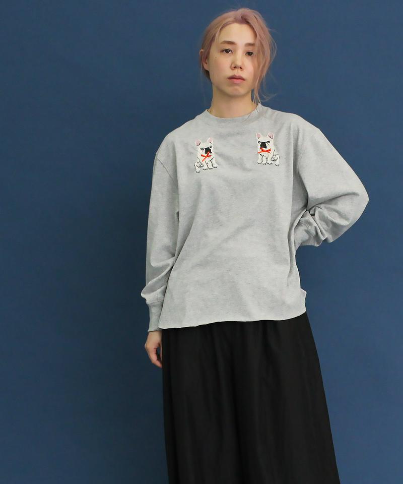 〇eiπe　フレンチブルドッグ/ボブくん刺繍　ロンTee