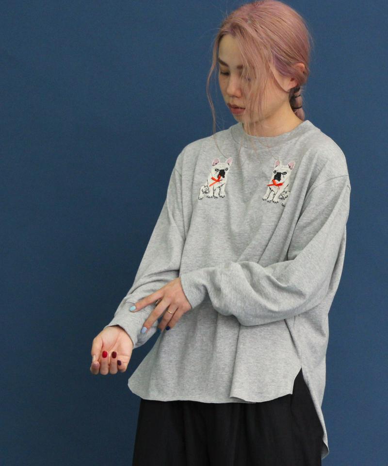 〇eiπe　フレンチブルドッグ/ボブくん刺繍　ロンTee