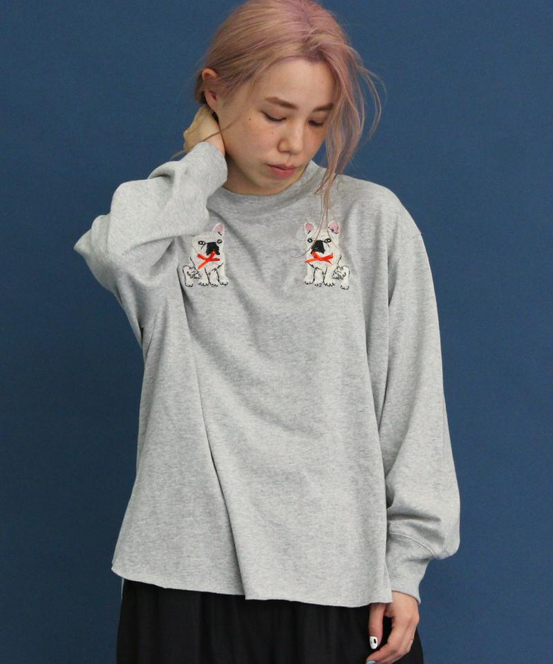 〇eiπe　フレンチブルドッグ/ボブくん刺繍　ロンTee