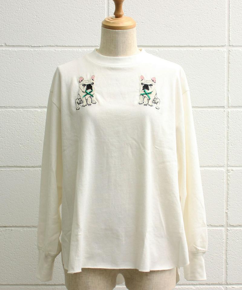 〇eiπe　フレンチブルドッグ/ボブくん刺繍　ロンTee
