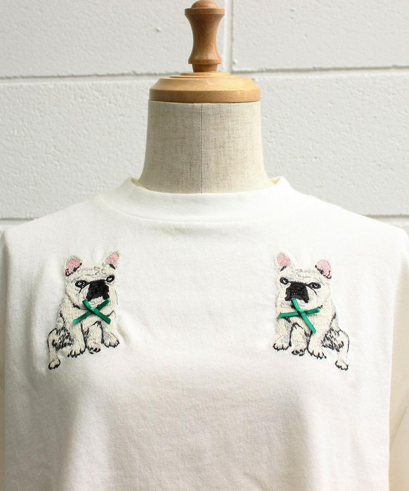 〇eiπe　フレンチブルドッグ/ボブくん刺繍　ロンTee
