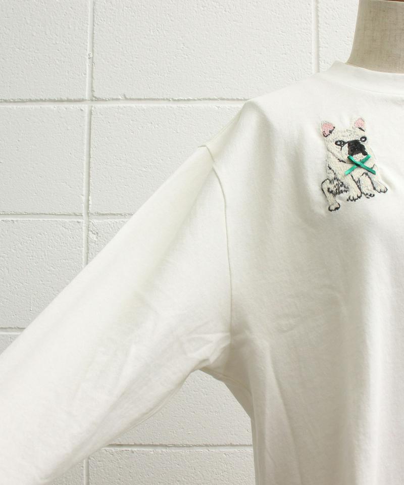 〇eiπe　フレンチブルドッグ/ボブくん刺繍　ロンTee