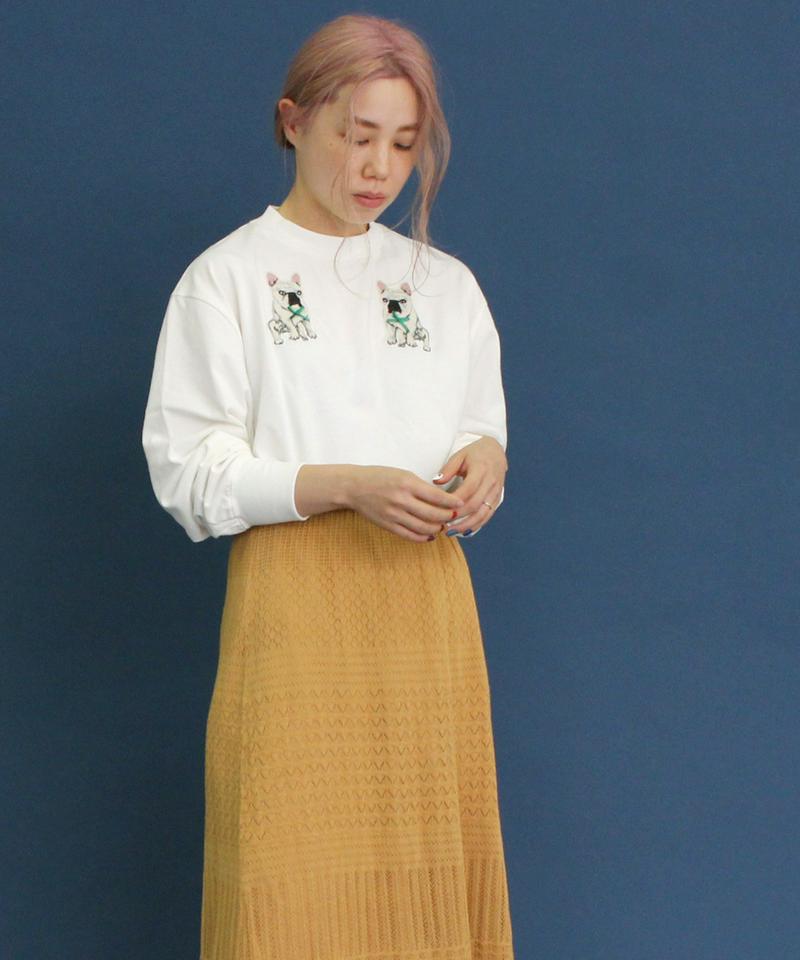 〇eiπe　フレンチブルドッグ/ボブくん刺繍　ロンTee