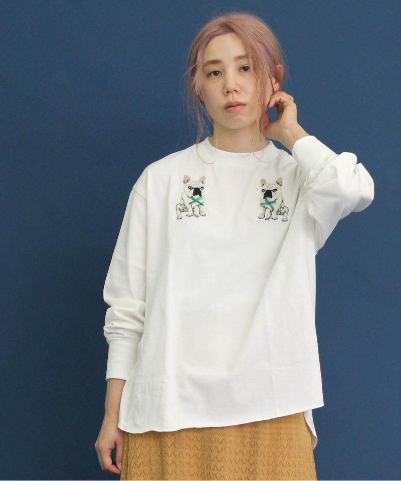 〇eiπe　フレンチブルドッグ/ボブくん刺繍　ロンTee