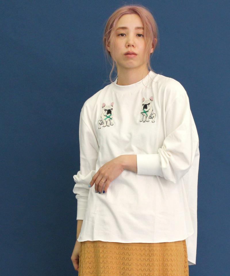 〇eiπe　フレンチブルドッグ/ボブくん刺繍　ロンTee