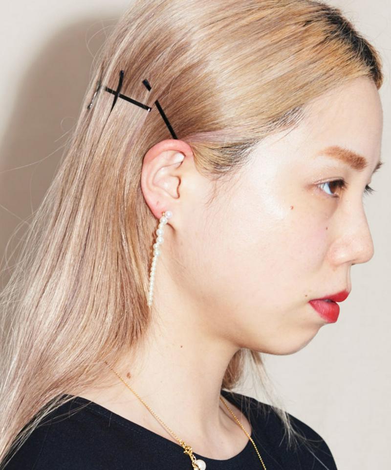 ○ボリュームパール　ラインセットピアス