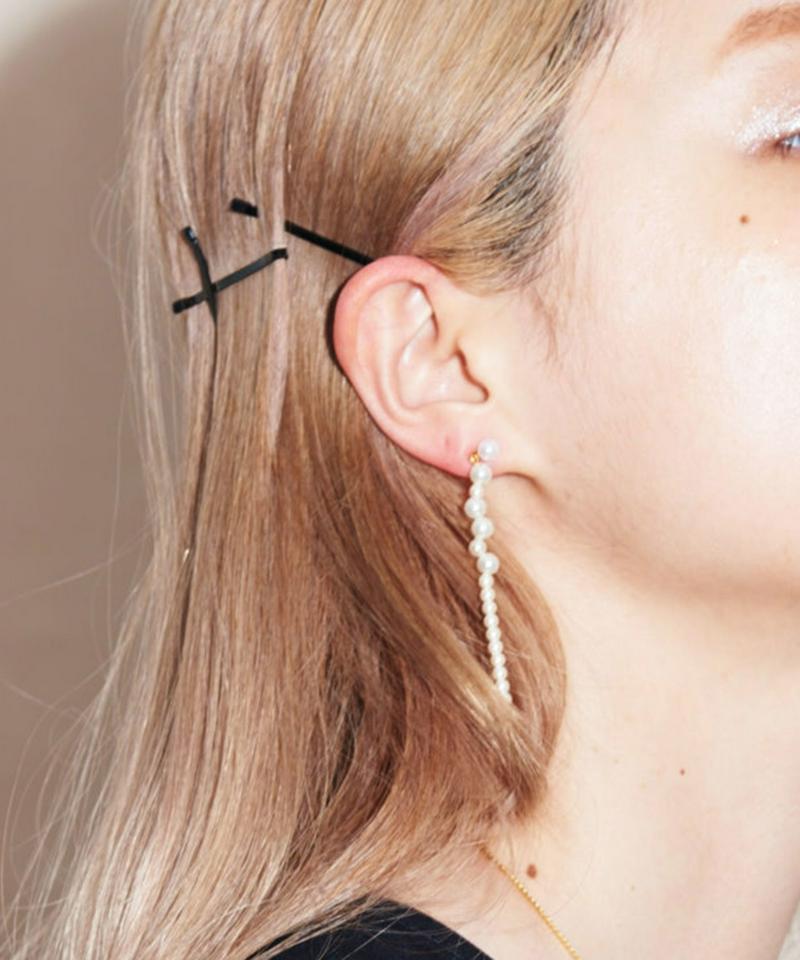 ○ボリュームパール　ラインセットピアス