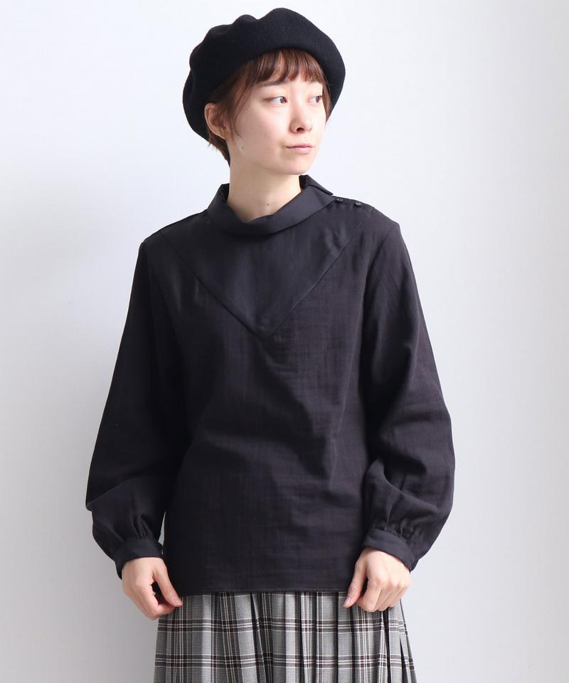 ○トリプルガーゼ　ツヤ切り替えブラウス