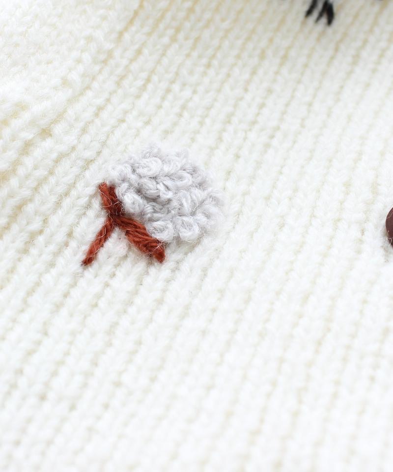○eiπe　「ペンギンと綿花刺繍」　クルーネックカーディガン