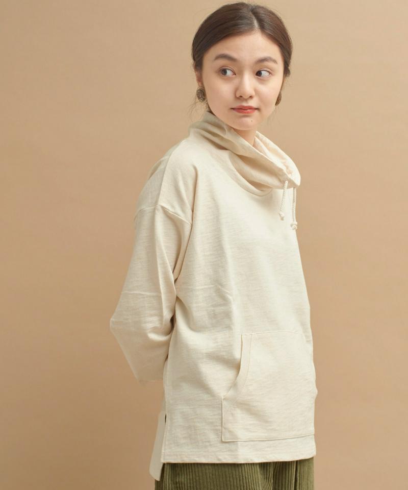 ○mat コットンスラブ天竺　スタンドネックプルオーバー
