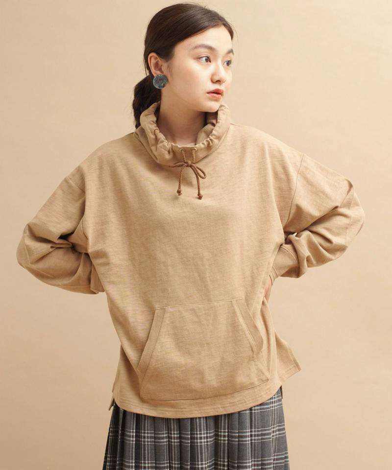 ○mat コットンスラブ天竺　スタンドネックプルオーバー