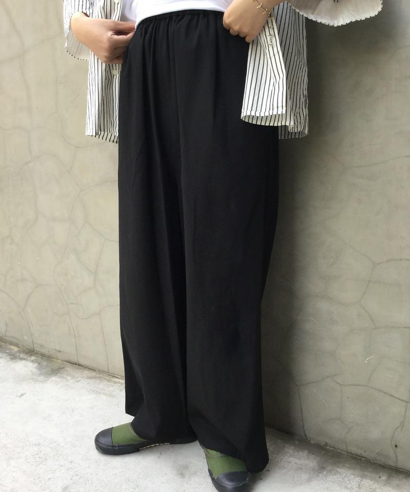 ○ツイル強撚 ギャザーワイドパンツ