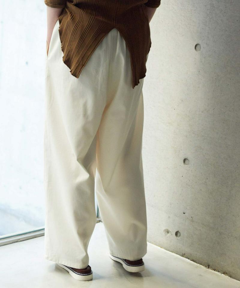 ○ツイル強撚 ギャザーワイドパンツ