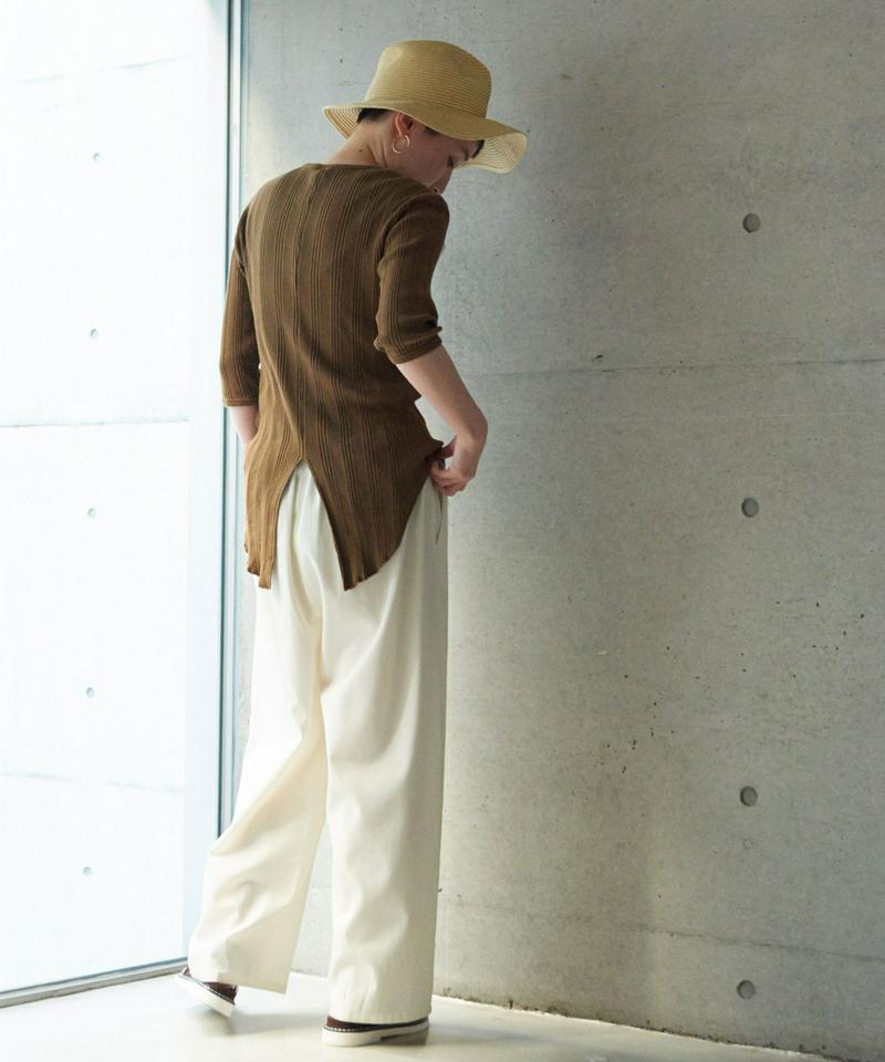 ○ツイル強撚 ギャザーワイドパンツ