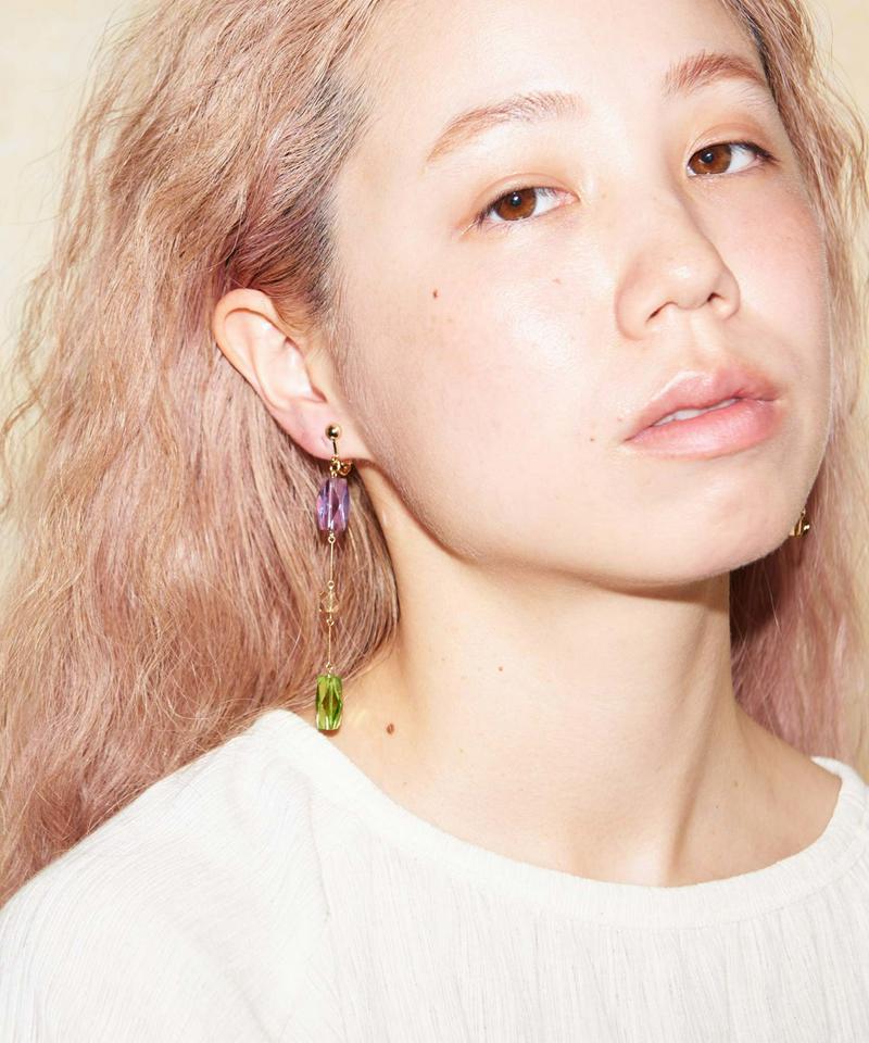 ○カラーブロックトリプルイヤリング