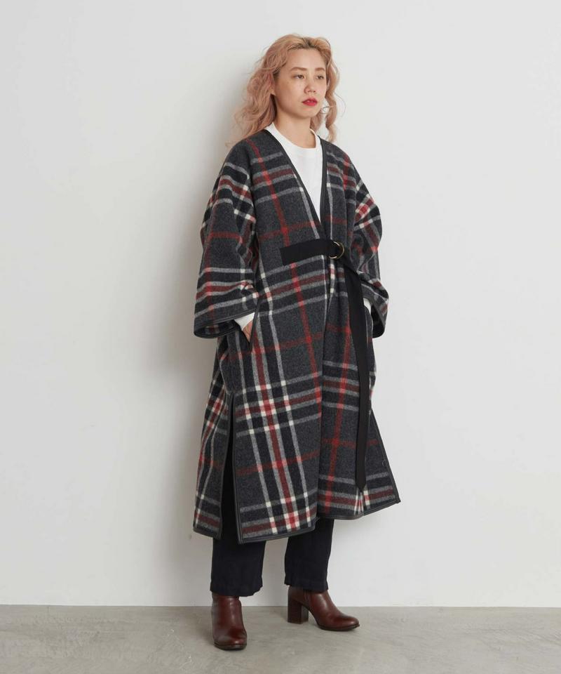 ○ビッグチェックロングガウンコート