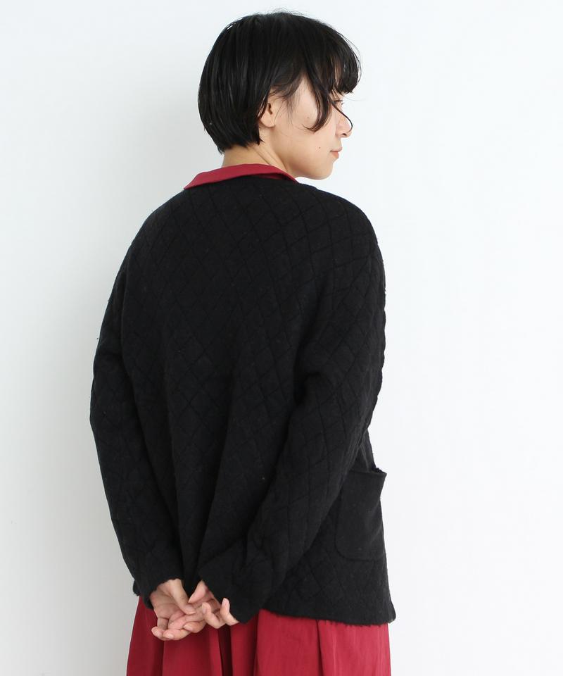 キルティングニット　クルーカーディガン