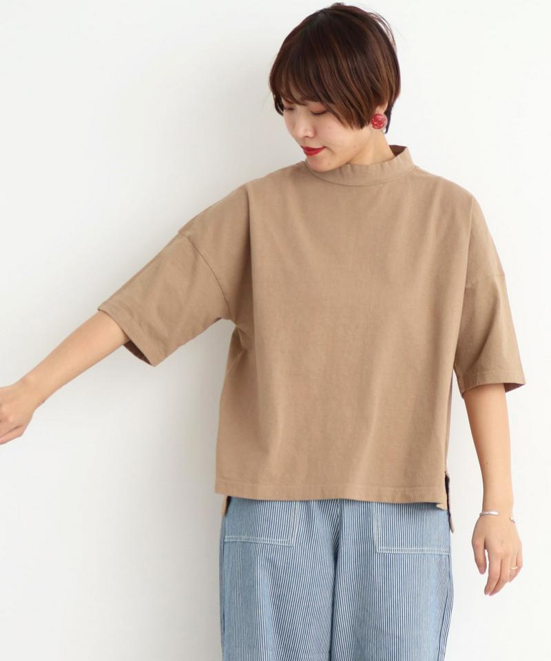 mat　USA18/-製品染め　モックネックTシャツ