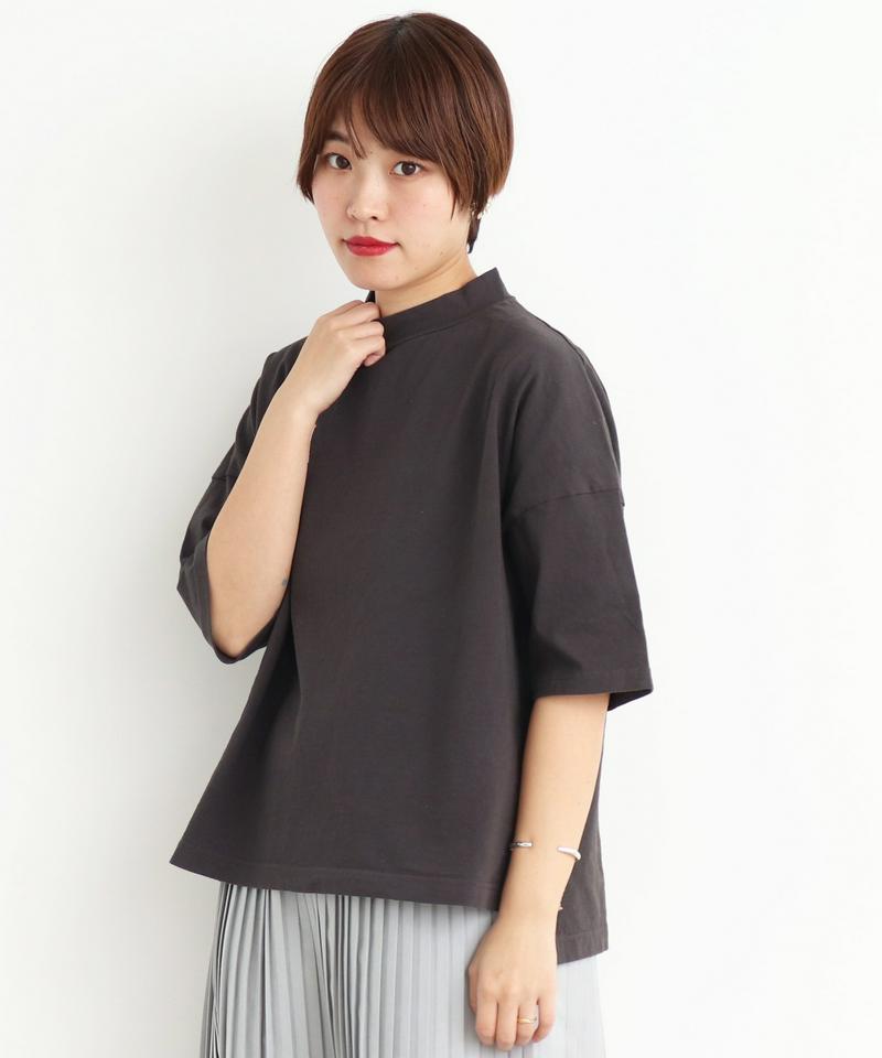 mat　USA18/-製品染め　モックネックTシャツ