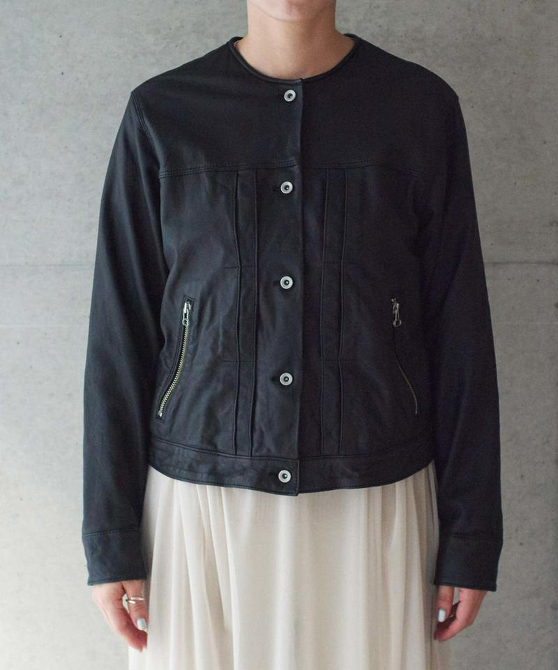 ○Washed Lether ノーカラーブルゾン（nitca）