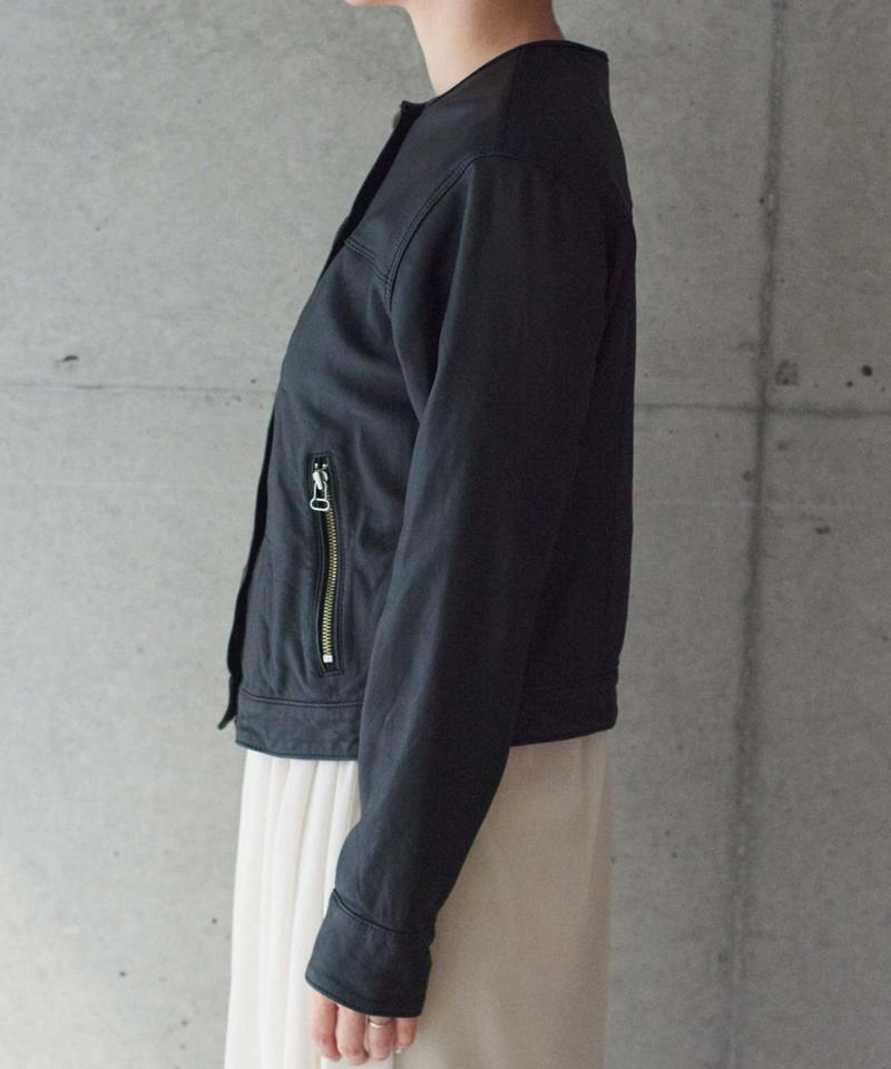 ○Washed Lether ノーカラーブルゾン（nitca）