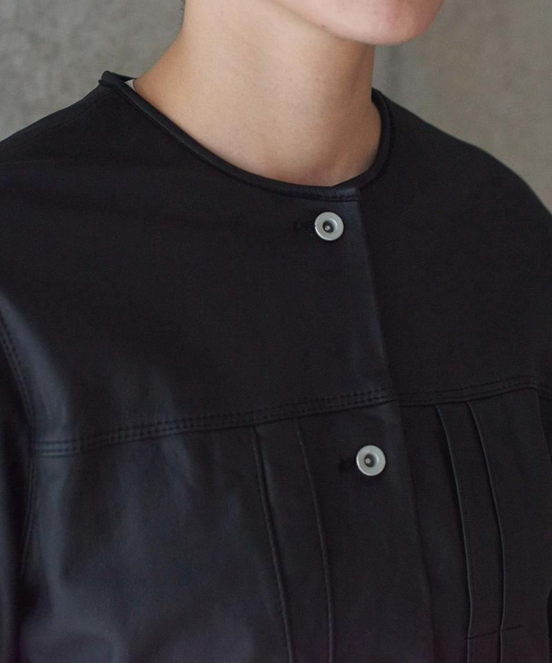 ○Washed Lether ノーカラーブルゾン（nitca）