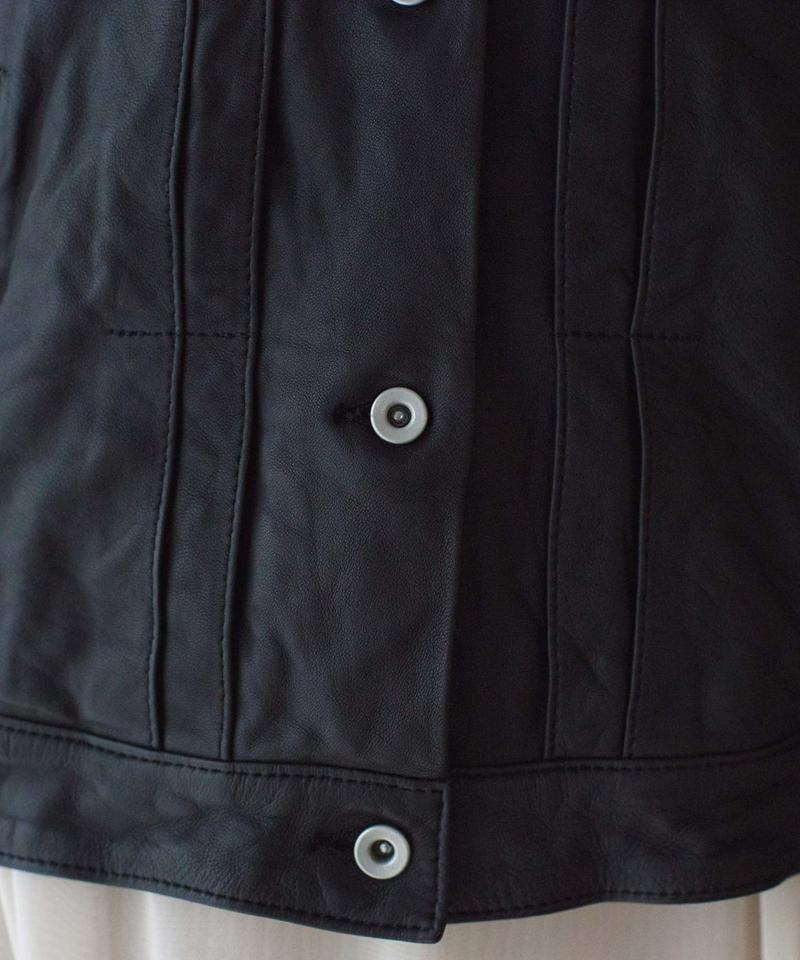 ○Washed Lether ノーカラーブルゾン（nitca）