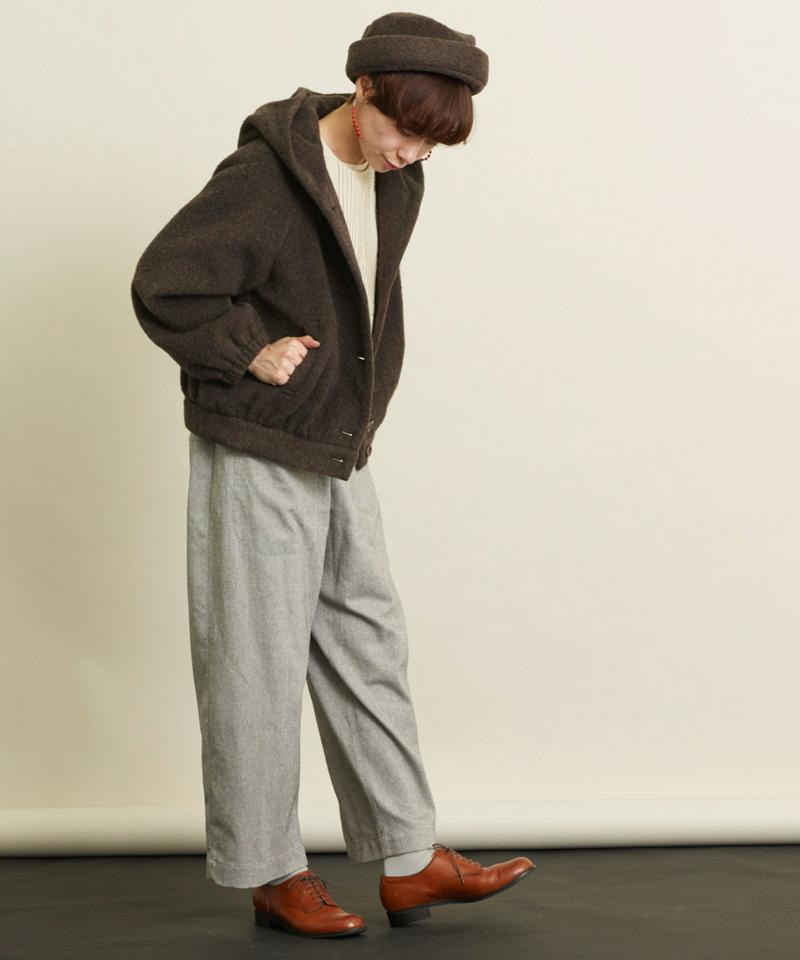 ○アルパカシャギー　フードブルゾン