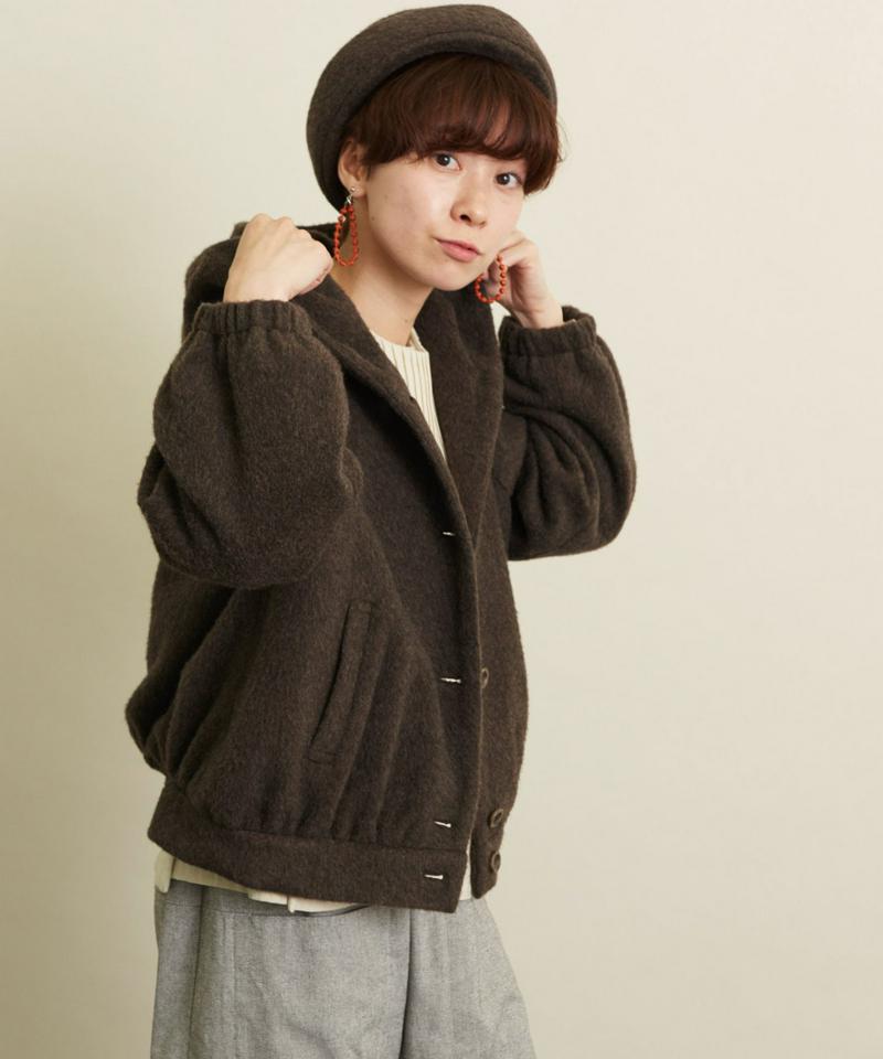 ○アルパカシャギー　フードブルゾン