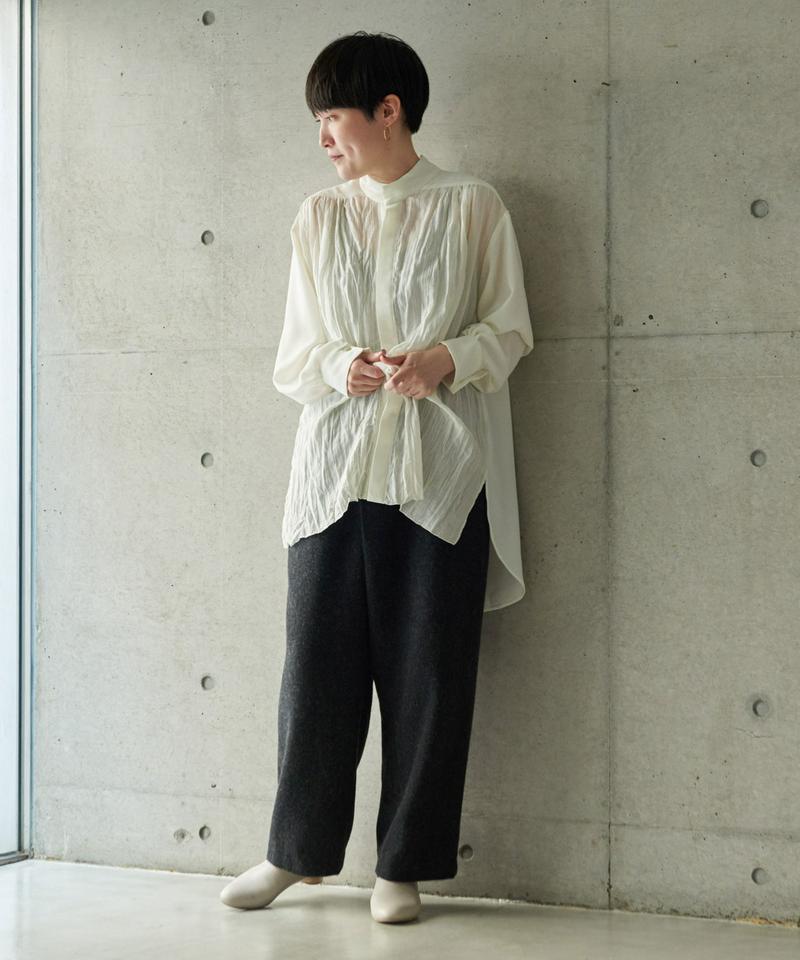 ○130ｄ梨地広巾プリーツパーツシャツ