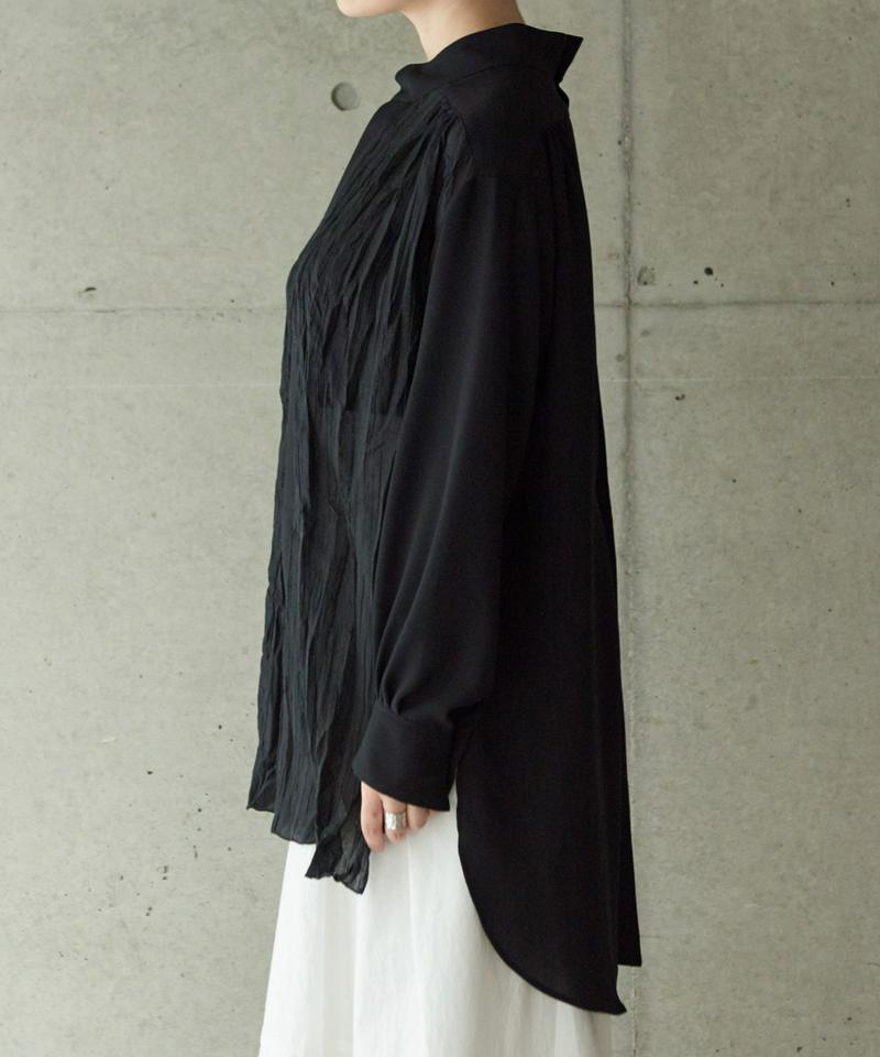 ○130ｄ梨地広巾プリーツパーツシャツ