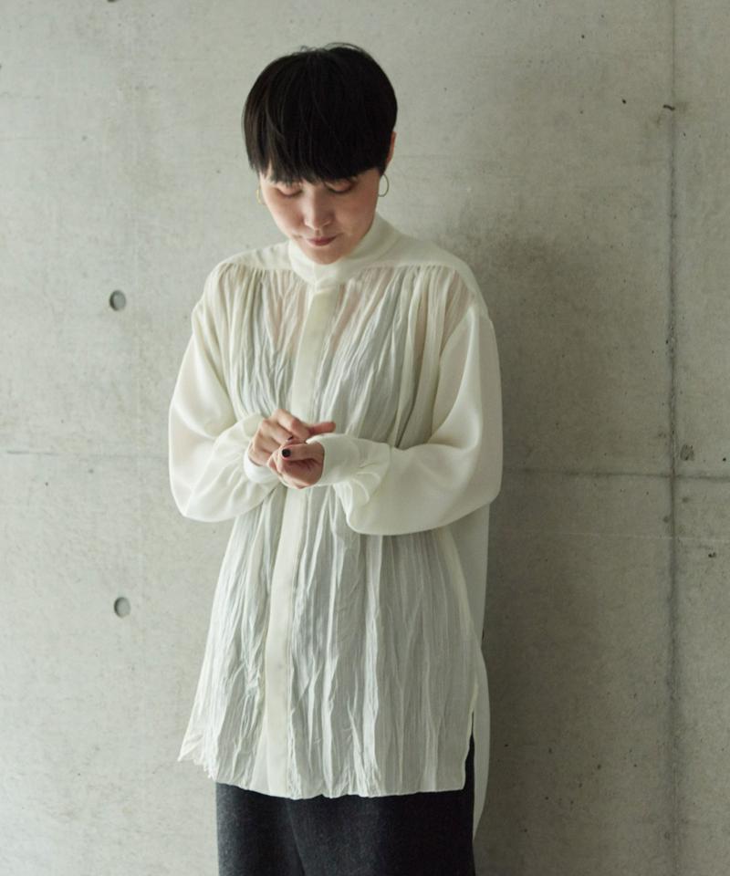 ○130ｄ梨地広巾プリーツパーツシャツ