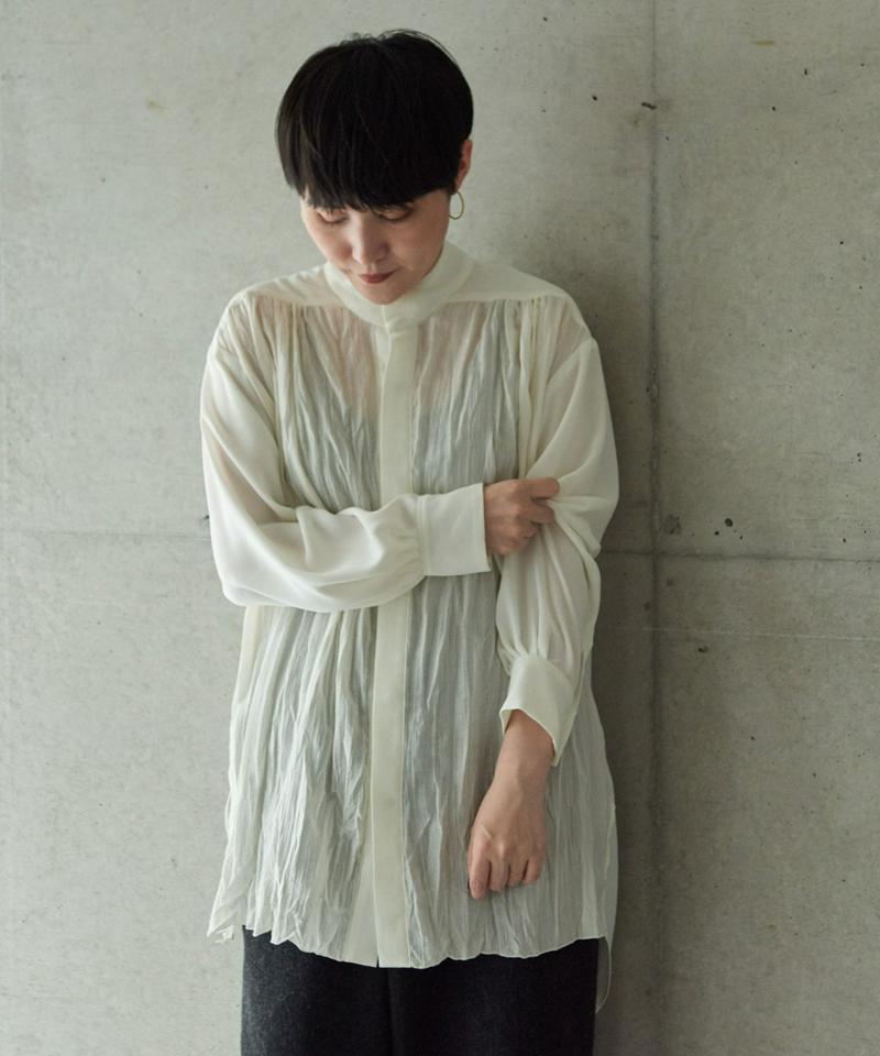 ○130ｄ梨地広巾プリーツパーツシャツ