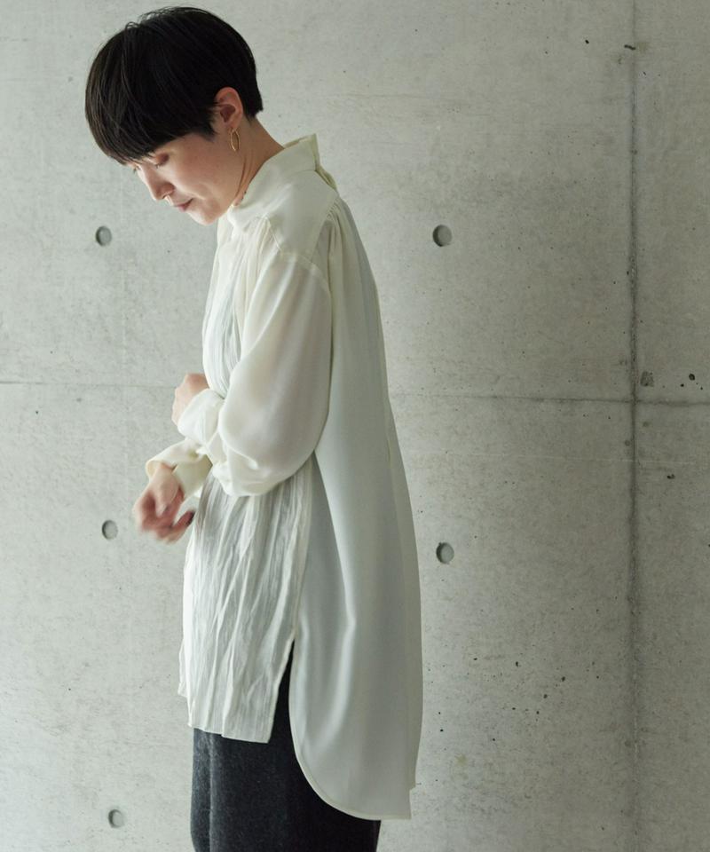 ○130ｄ梨地広巾プリーツパーツシャツ