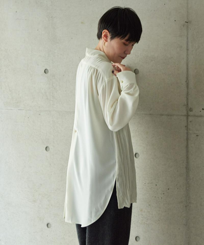 ○130ｄ梨地広巾プリーツパーツシャツ