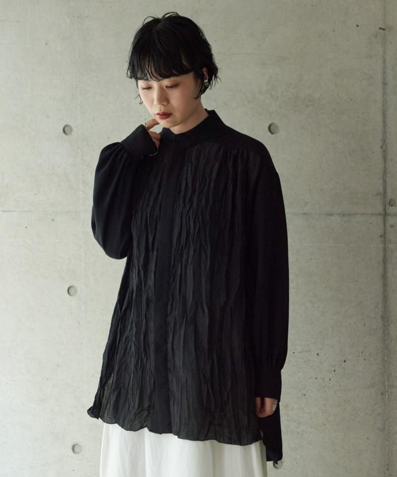 ○130ｄ梨地広巾プリーツパーツシャツ