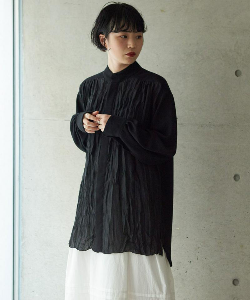 ○130ｄ梨地広巾プリーツパーツシャツ