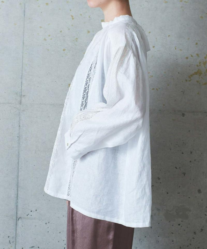 ○レース×リネン刺繍ヨークギャザースモックブラウス（cardo fabrica）