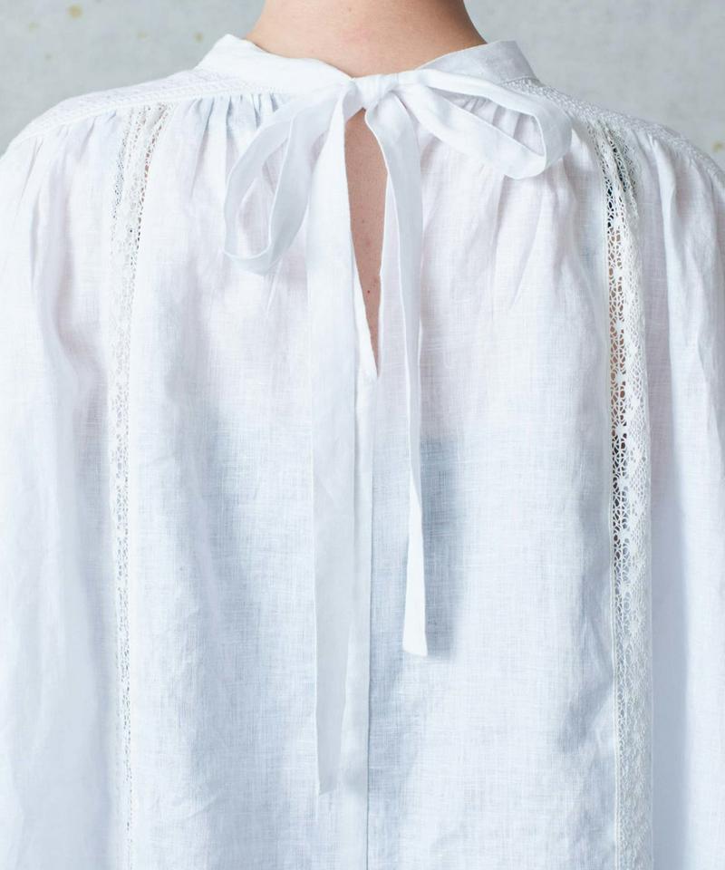 ○レース×リネン刺繍ヨークギャザースモックブラウス（cardo fabrica）