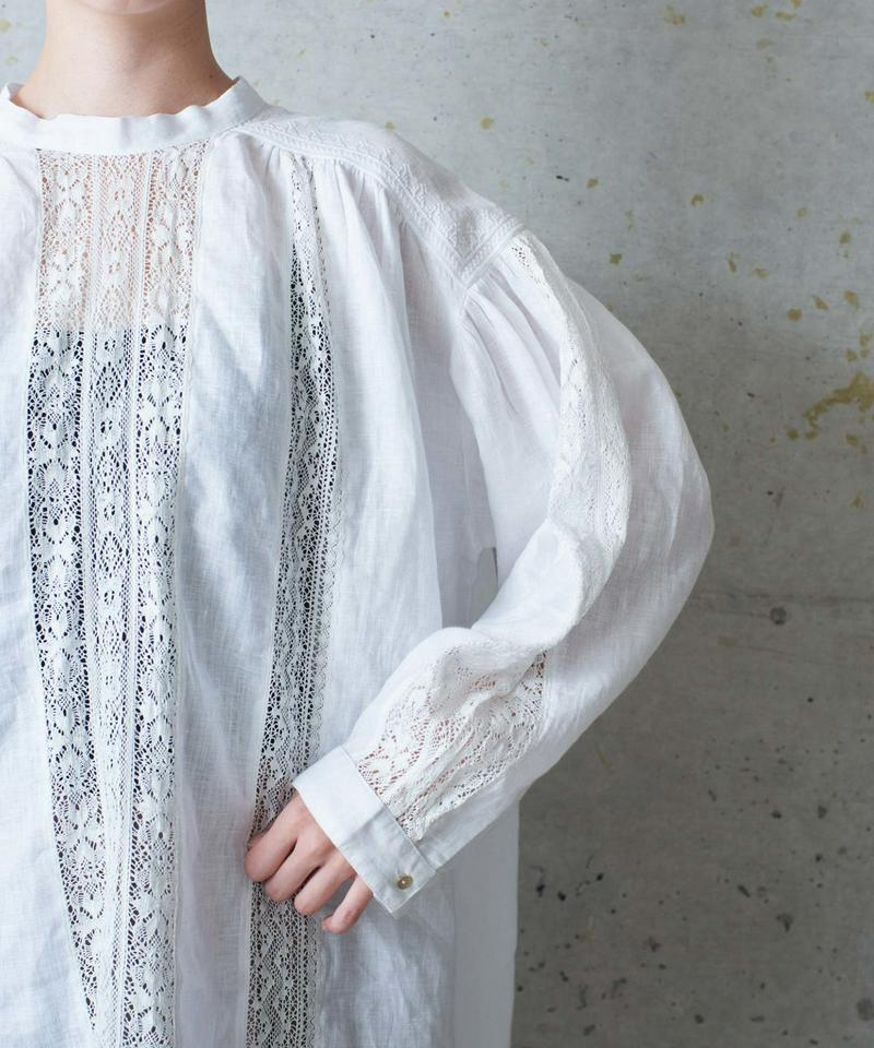 ○レース×リネン刺繍ヨークギャザースモックブラウス（cardo fabrica）