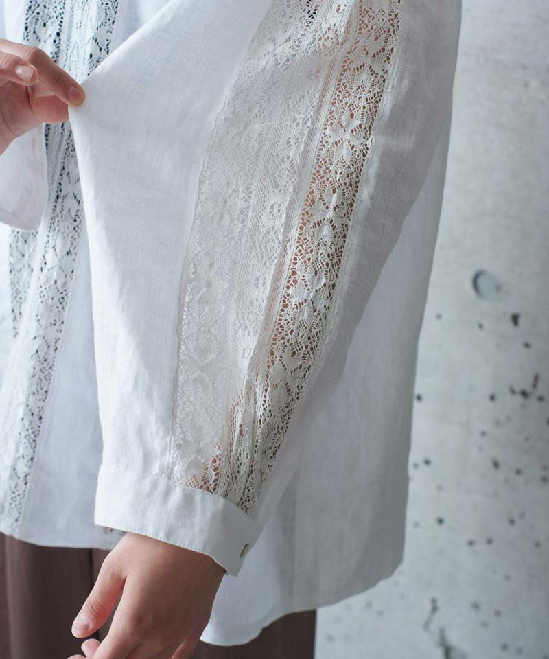 ○レース×リネン刺繍ヨークギャザースモックブラウス（cardo fabrica）