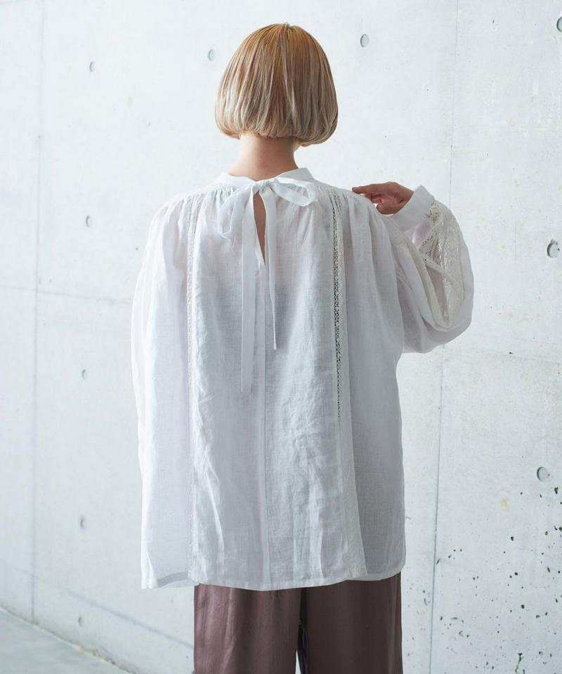 ○レース×リネン刺繍ヨークギャザースモックブラウス（cardo fabrica）