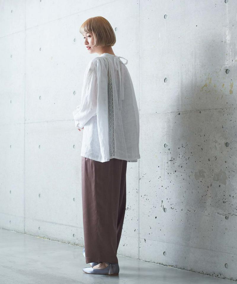 ○レース×リネン刺繍ヨークギャザースモックブラウス（cardo fabrica）
