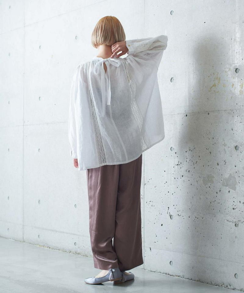 ○レース×リネン刺繍ヨークギャザースモックブラウス（cardo fabrica）